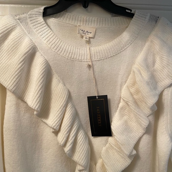 White Ruffle Front Sweater - Picture 3 of 3